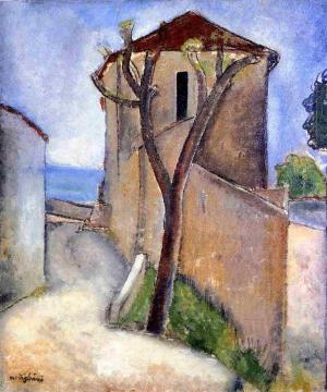 Tree and Houses Artwork by Amedeo Modigliani