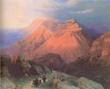 Mountain Village Gunib in Daghestan. View from the East. Artwork by Ivan Constantinovich Aivazovsky