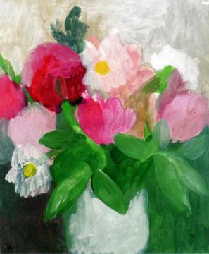 Peonies In A Blue Vase Artwork by Marie Laurencin