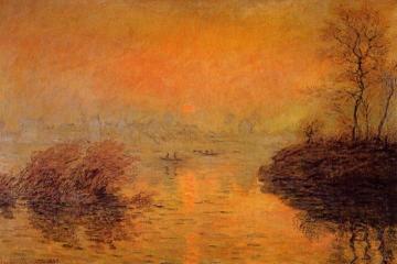 Sunset on the Seine at Lavacourt, Winter Effect Artwork by Claude Oscar Monet