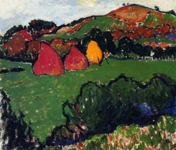 Nagybánya Landscape with Haystacks Artwork by Sándor Ziffer