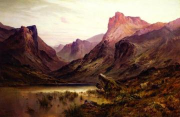 The Black Pool, the Pass of Glencoe Artwork by Alfred de Breanski, Sr.