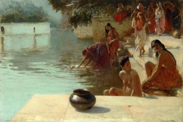 Woman's Bathing Place I Oodeypore, India Artwork by Edwin Lord Weeks