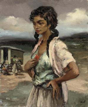 Gypsy With A Flower Artwork by Marcel Dyf