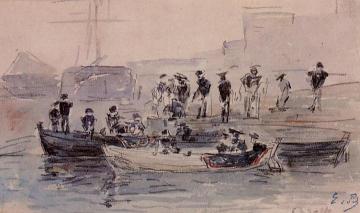 Study for 'Marines Landing in Brest Harbor' Artwork by Eugène-Louis Boudin