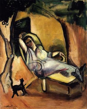 Mme Friesz Laying on a Chaise Lounge Artwork by Emile-othon Friesz