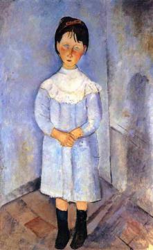 Little Girl in Blue Artwork by Amedeo Modigliani