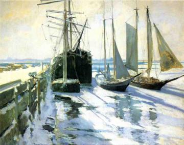 Winter, Gloucester Harbor Artwork by John Twachtman