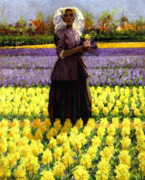 Woman In A Field Of Hyacinths Artwork by George Hitchcock