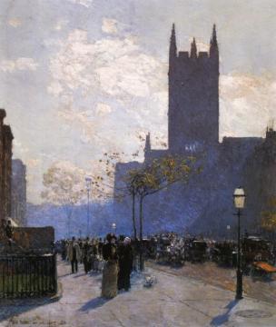 Lower Fifth Avenue Artwork by Frederick Childe Hassam