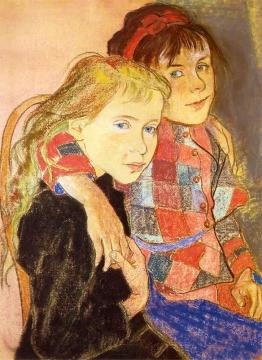 Two Girls Artwork by Stanislaw Wyspianski