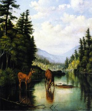 Deer in Mountain Brook Artwork by Levi Wells Prentice