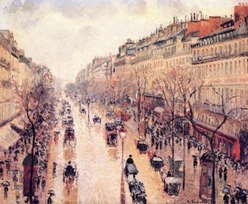 Boulevard Montmartre: Afternoon, In The Rain Artwork by Camille Pissarro