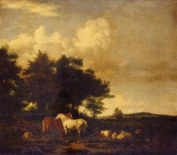 Horses, Sheep And Goats With A Sleeping Herdsman Artwork by Adriaen van de Velde
