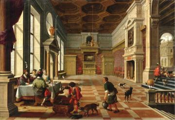 Interior Of A Palace With Elegant Figures Dining Artwork by Bartholomeus van Bassen