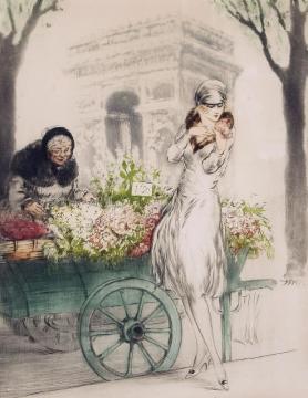 Flower Seller Artwork by Louis Icart