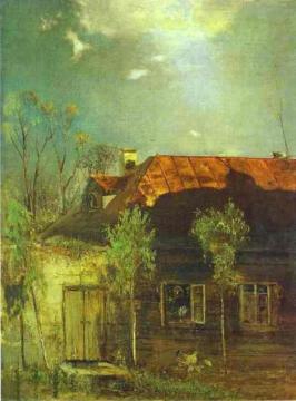 A Provincial Cottage. Spring Artwork by Alexei Kondratevich Savrasov