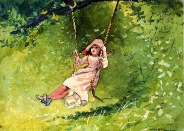 Girl on a Swing Artwork by Winslow Homer