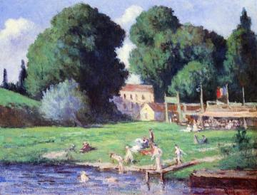 Arcy, Swimming Artwork by Maximilien Luce
