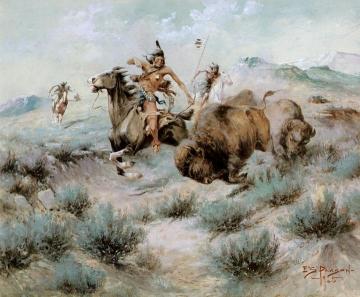The Buffalo Hunt Artwork by Edgar Samuel Paxson