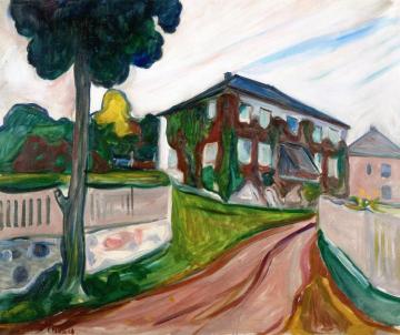 House With Red Virginia Creeper Artwork by Edvard Munch