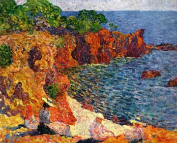 The Bompart Family On The Red Rocks Of Agay In The Sun Artwork by Louis Valtat