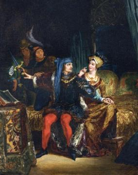 Charles VI and Odette de Champdivers Artwork by Eugène Delacroix