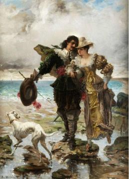 Romantic Scene On The Coast Artwork by Edmond-Louis Dupain