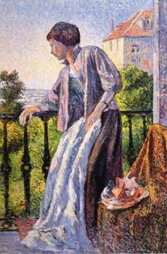 Madame Luce on the Balcony Artwork by Maximilien Luce