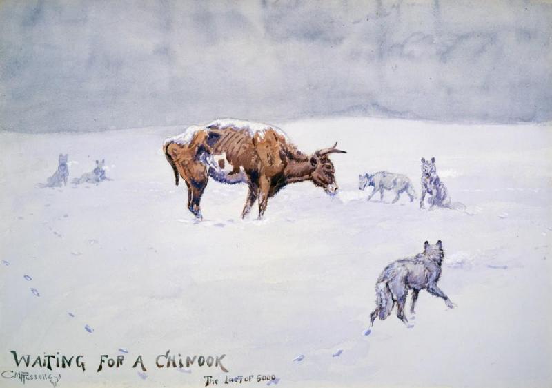 Waiting For A Chinook Artwork by Charles Marion Russell