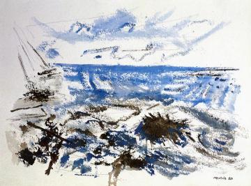 Movement in Blue and Sepia Artwork by John Marin