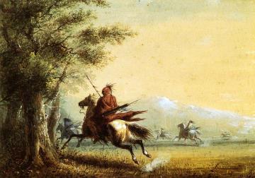 Indians in Pursuit Artwork by Alfred Jacob Miller
