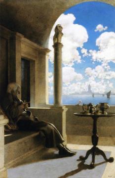 Cardinal Archbishop Sat On His Shaded Balcony Artwork by Maxfield Parrish