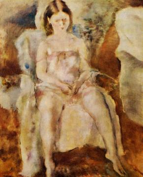 Seated Young Girl Artwork by Jules Pascin