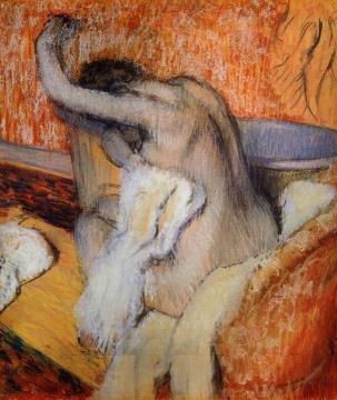 After the Bath, Woman Drying Herself Artwork by Edgar Degas