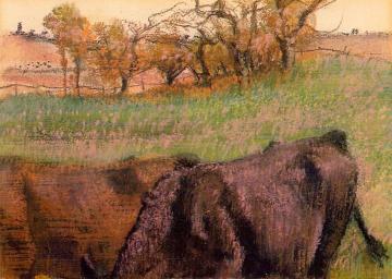 Landscape: Cows in the Foreground Artwork by Edgar Degas