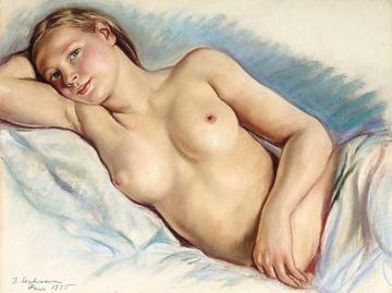 Reclining Nude Artwork by Zinaida Serebriakova