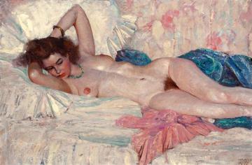 Reclining Nude Artwork by Harvey T. Dunn