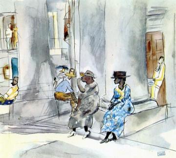 Outside the Church Artwork by Jules Pascin