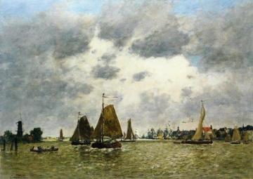 La Meuse at Dordrecht Artwork by Eugène-Louis Boudin