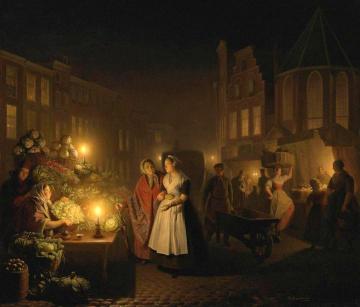 Moonlit Market Artwork by Petrus van Schendel