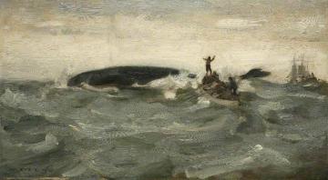 Whale Blowing Artwork by Henry Scott Tuke