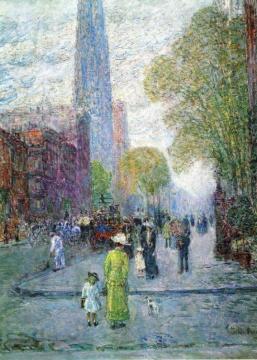 Cathedral Spires, Spring Morning Artwork by Frederick Childe Hassam