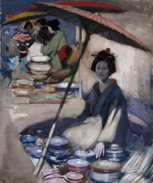 A Japanese Pottery Seller Artwork by George Henry