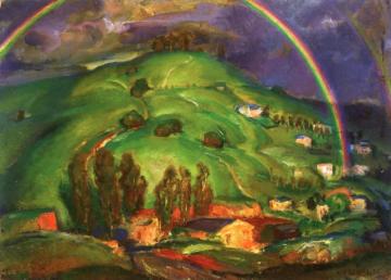 Rainbow And Green Hills Artwork by Edouard Vysekal