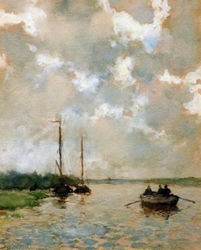 Rowing On The River Artwork by Johan Hendrik Weissenbruch