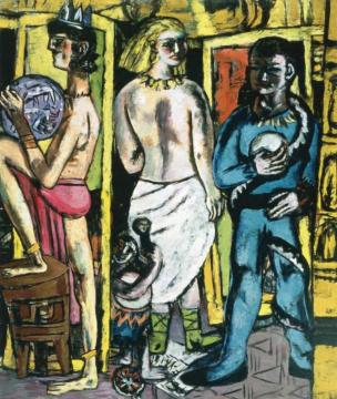 Acrobats, Triptych (Middle Panel) Artwork by Max Beckmann