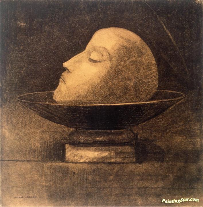 Martyr or Head of a Martyr in a Bowl Artwork by Odilon Redon
