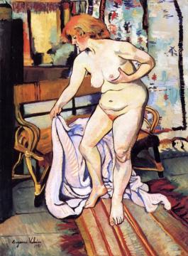 Nude Standing In Front Of Curtains Artwork by Suzanne Valadon