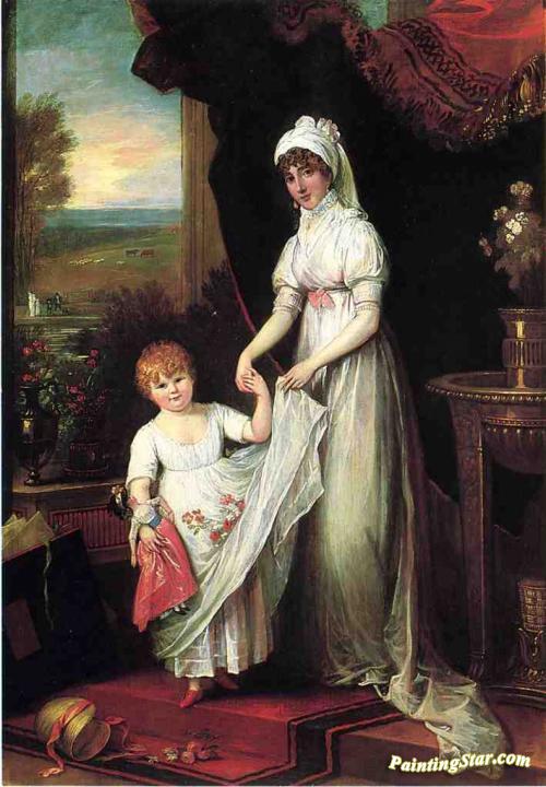 Mrs Thomas Keyes And Her Daughter Artwork by Benjamin West